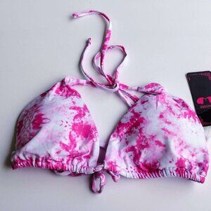 Shekini size XL Padded Tie Dye String Bikini top pink white